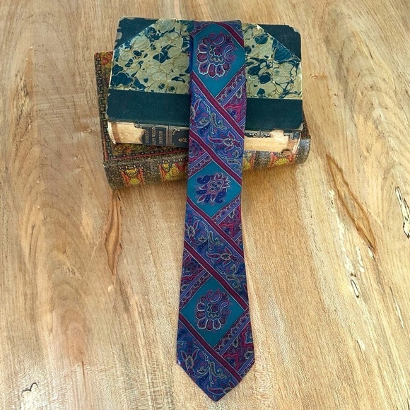 Dior Other - Christian Dior Vintage Silk Tie Green, Purple & Dark Red